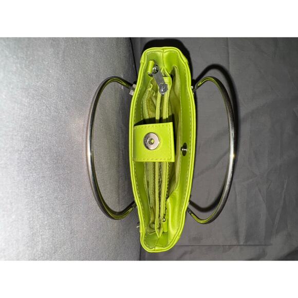 LA RUE Lime Green Purchase with Metal Handles - Picture 3 of 7